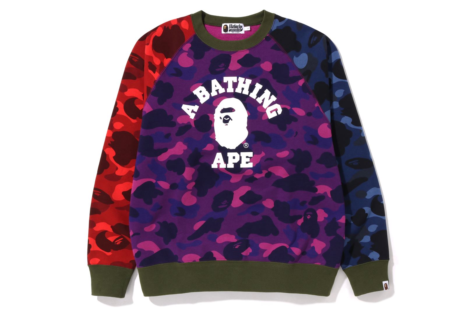 CRAZY CAMO RELAXED FIT COLLEGE CREWNECK MENS eu.bape