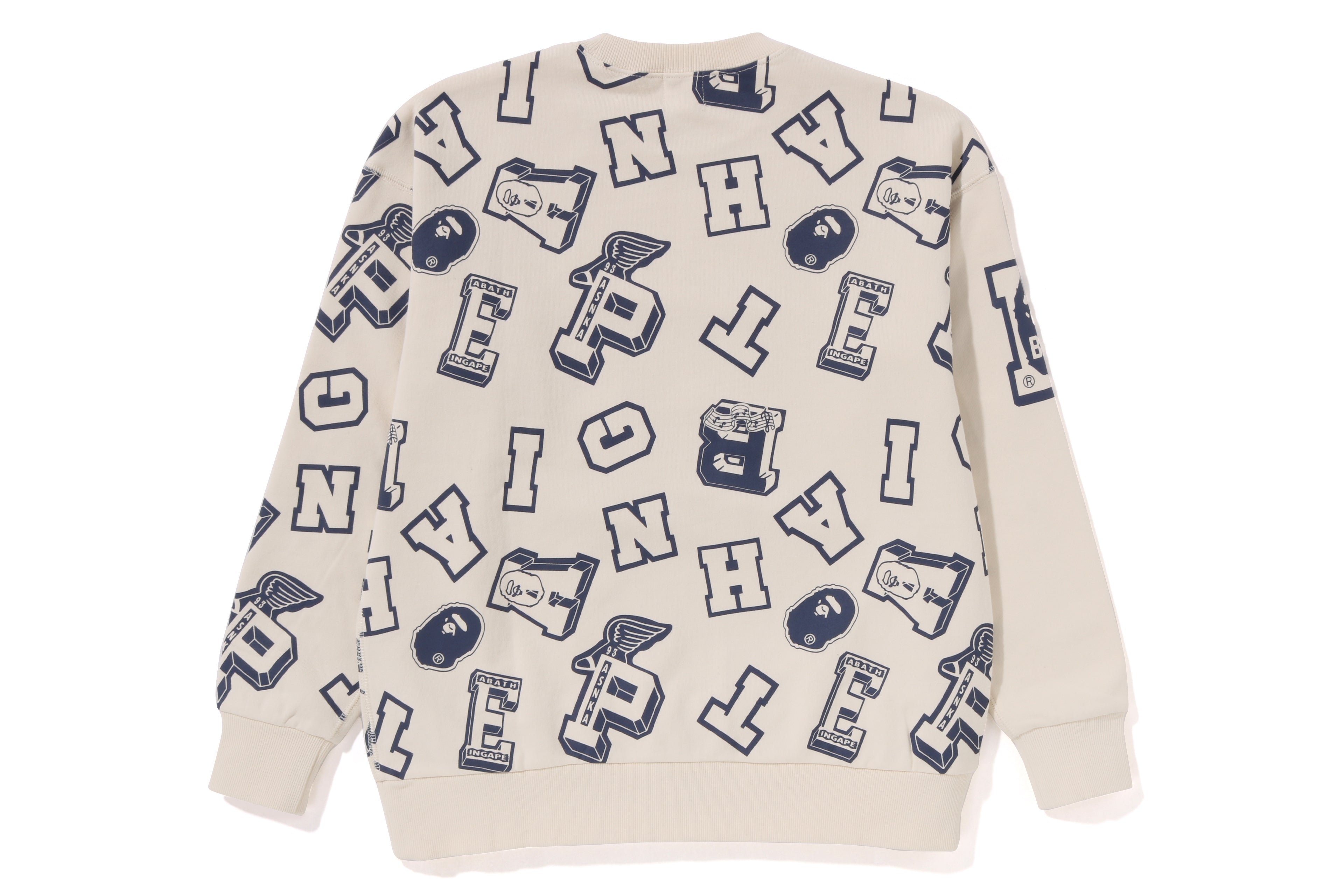 COLLEGE LOGO PATTERN LOOSE FIT CREWNECK JUNIOR – eu.bape.com
