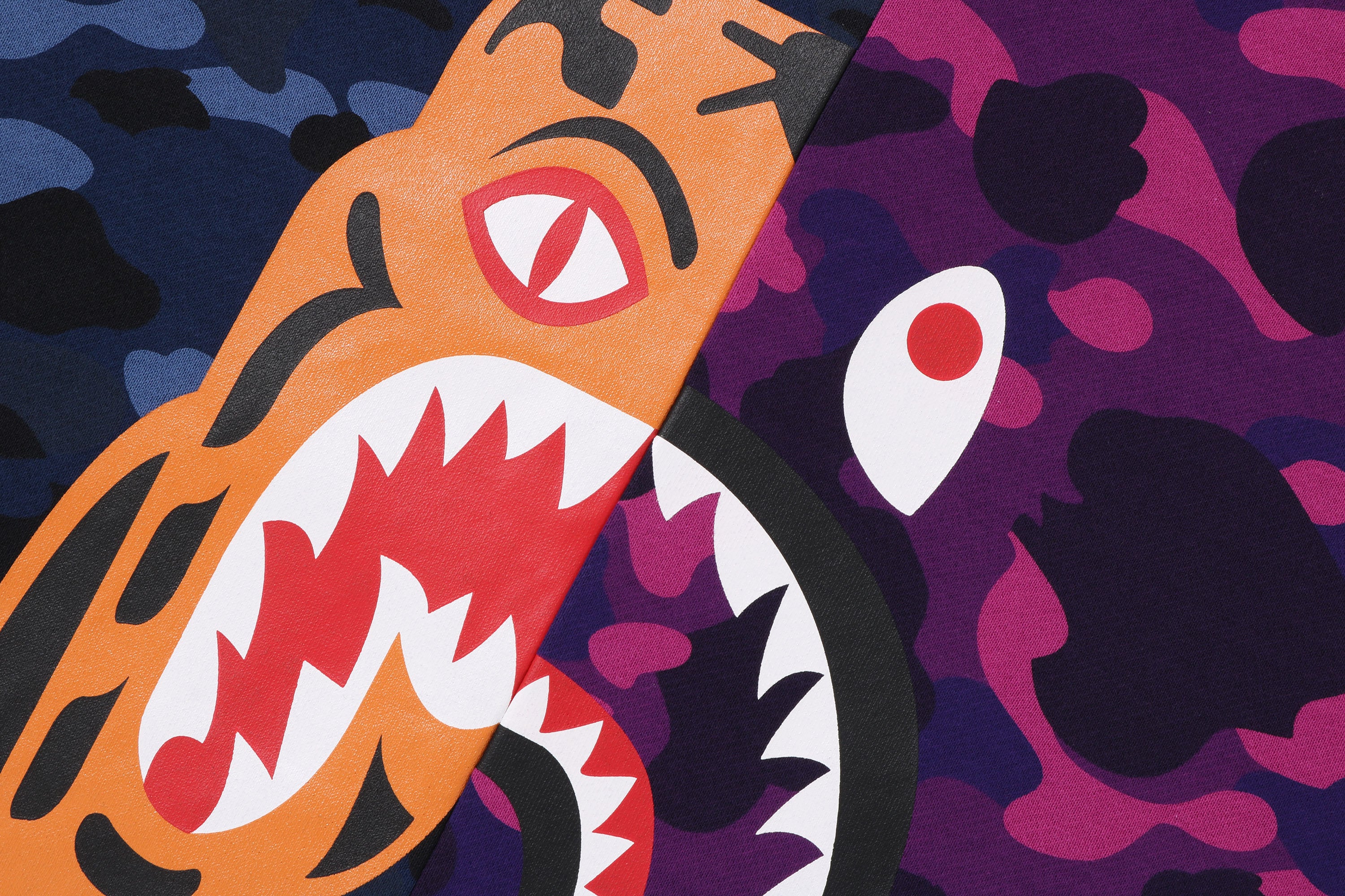 COLOR CAMO TIGER SHARK CREWNECK SWEATSHIRT – eu.bape.com