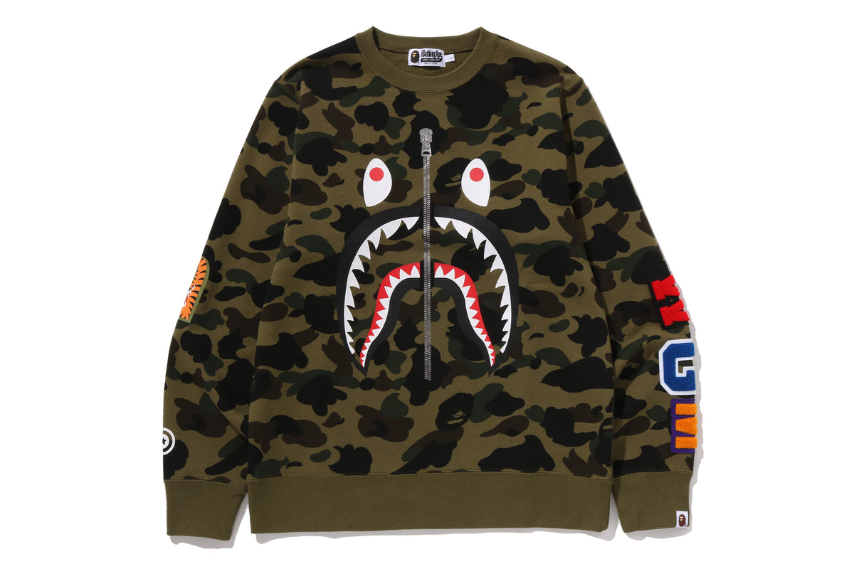 1ST CAMO SHARK CREWNECK SWEATSHIRT