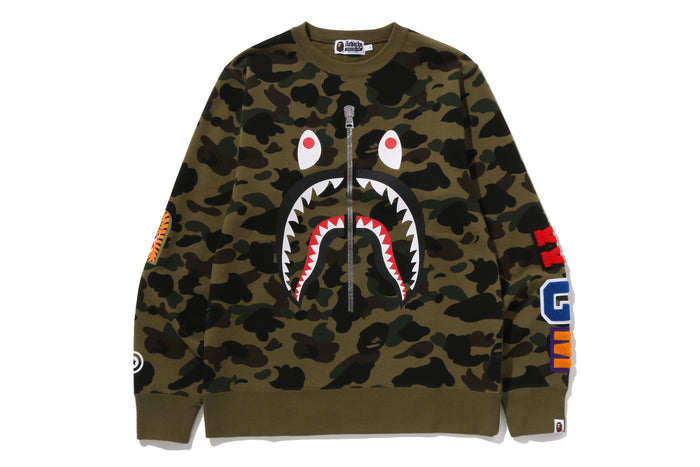 1ST CAMO SHARK CREWNECK SWEATSHIRT