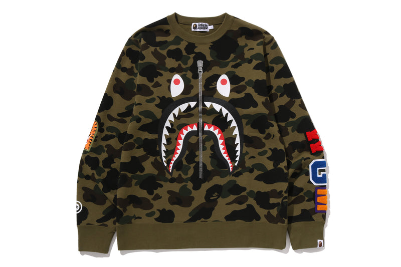 1ST CAMO SHARK CREWNECK SWEATSHIRT