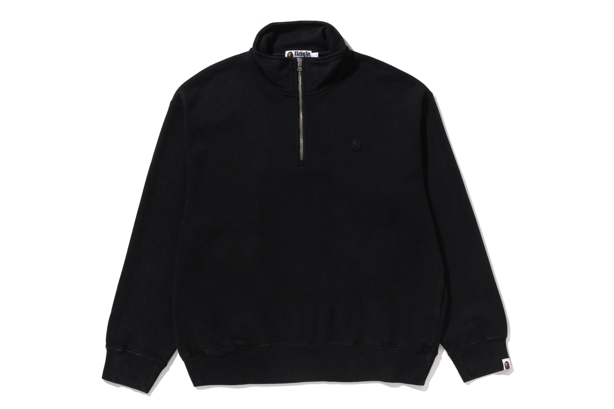 GARMENT DYE ONE POINT HALF ZIP RELAXED FIT CREWNECK SWEATSHIRT