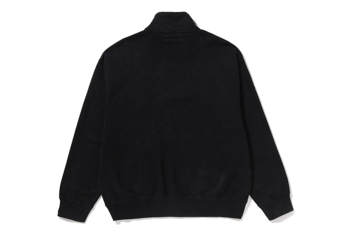 GARMENT DYE ONE POINT HALF ZIP RELAXED FIT CREWNECK SWEATSHIRT