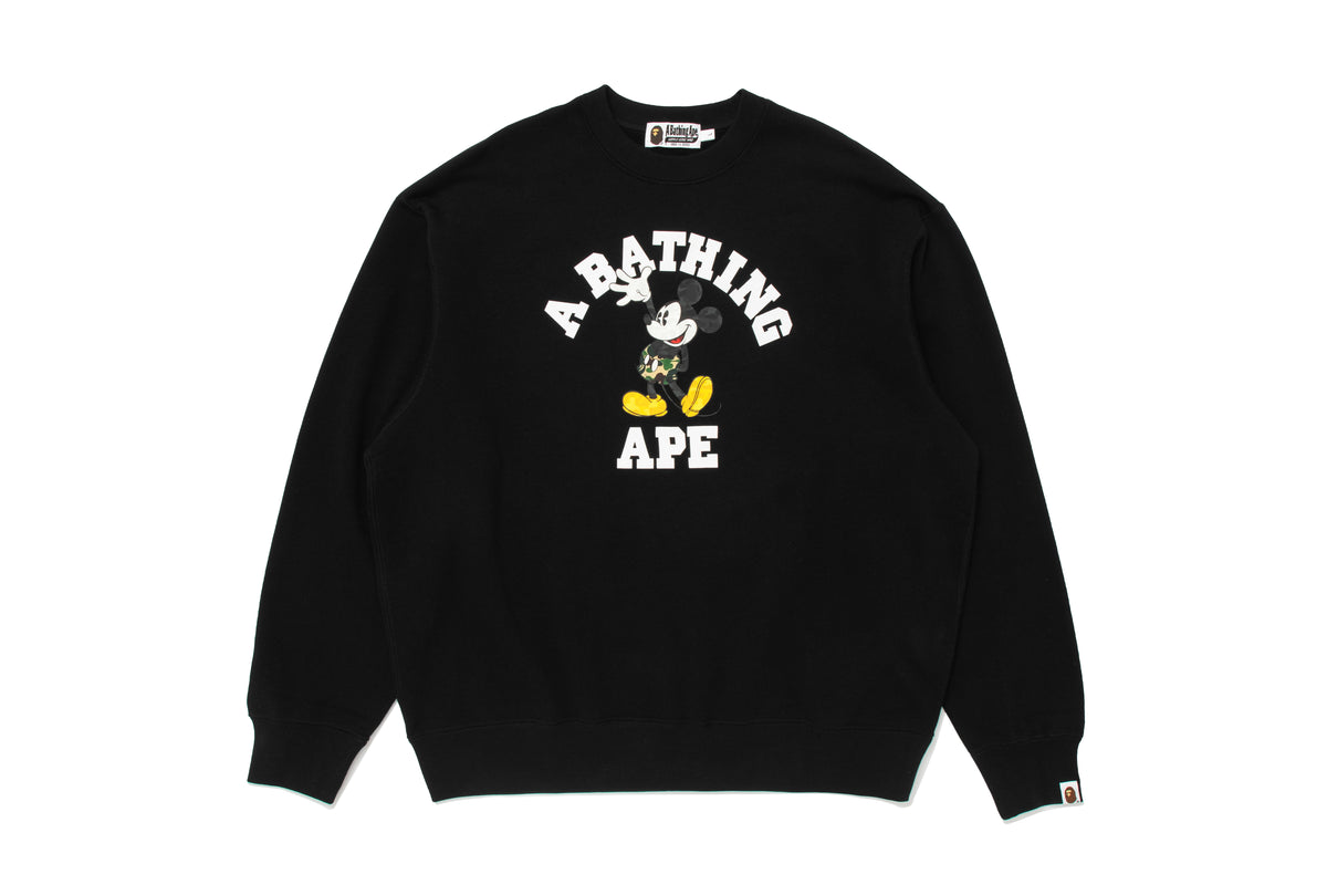 BAPE X DISNEY MICKEY MOUSE COLLEGE RELAXED FIT CREWNECK