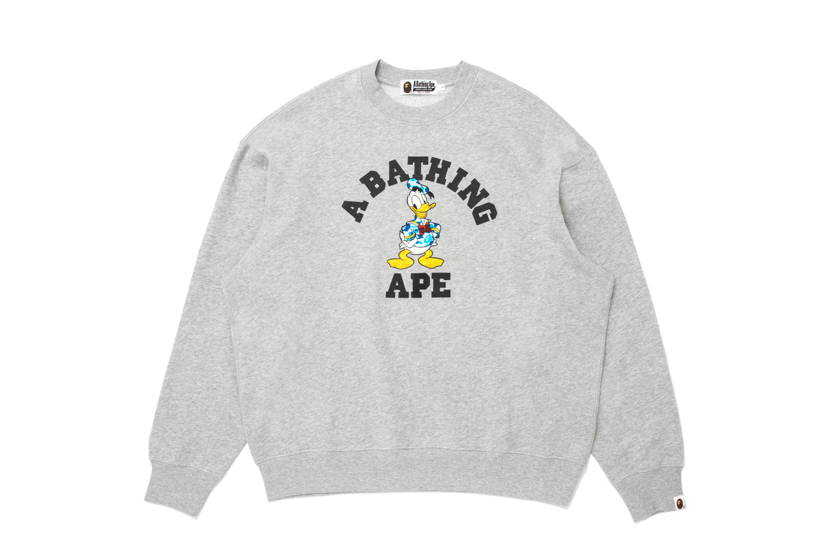 BAPE X DISNEY DONALD DUCK COLLEGE RELAXED FIT CREWNECK