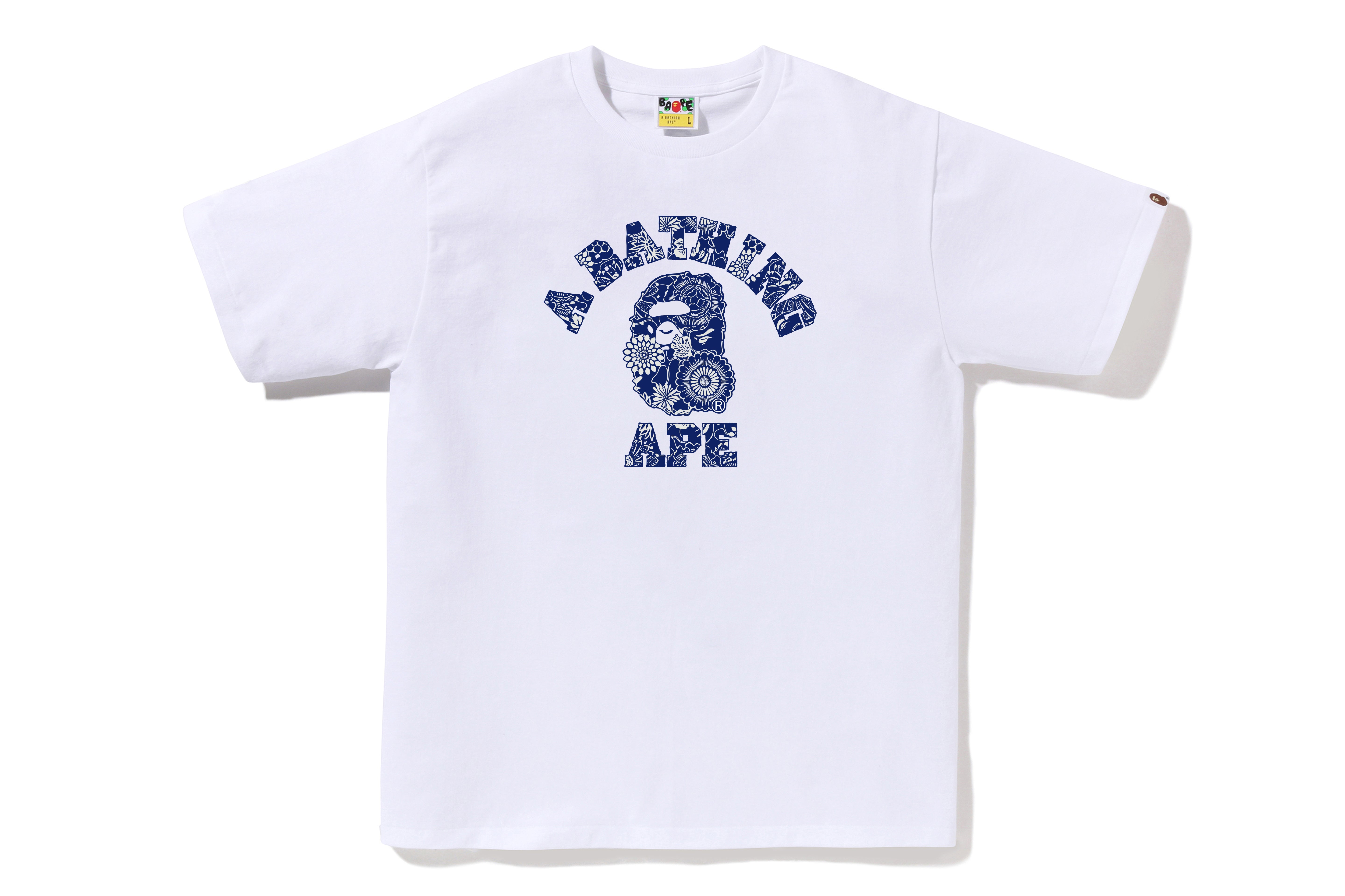 JAPANESE INDIGO ART CAMO COLLEGE TEE – eu.bape.com
