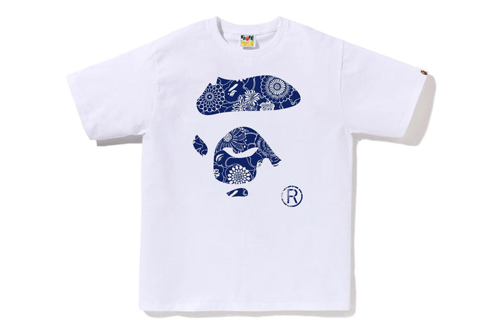 JAPANESE INDIGO ART CAMO APE FACE TEE