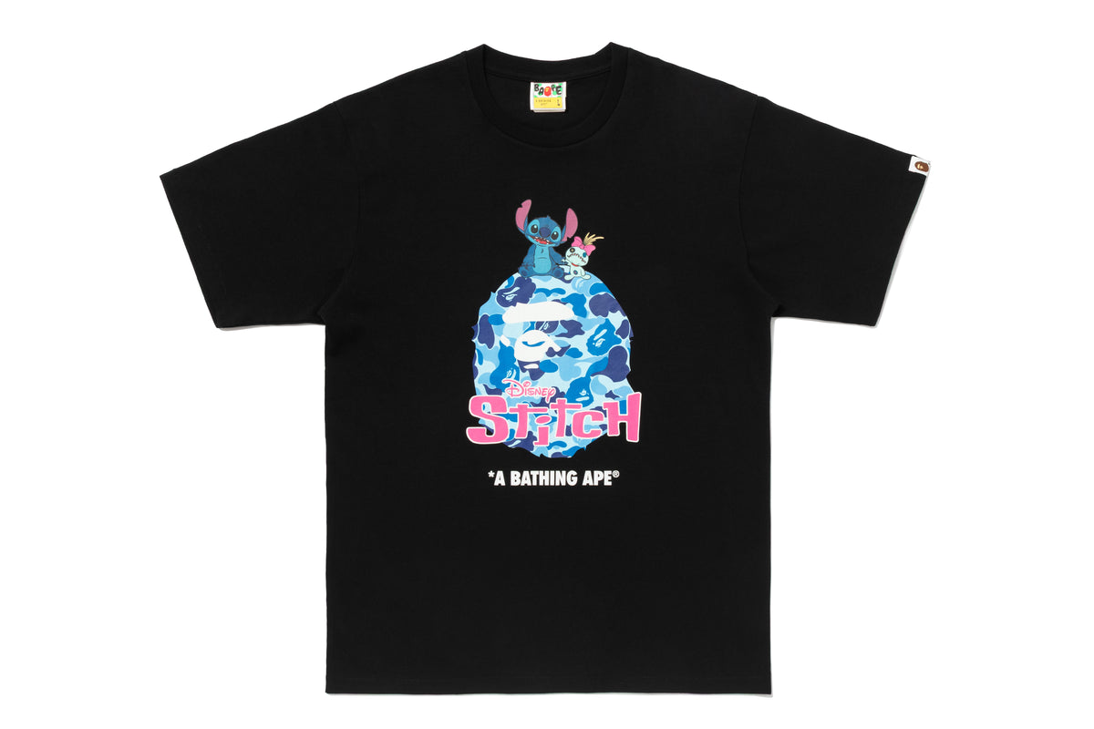 BAPE X DISNEY STITCH ABC CAMO APE HEAD TEE