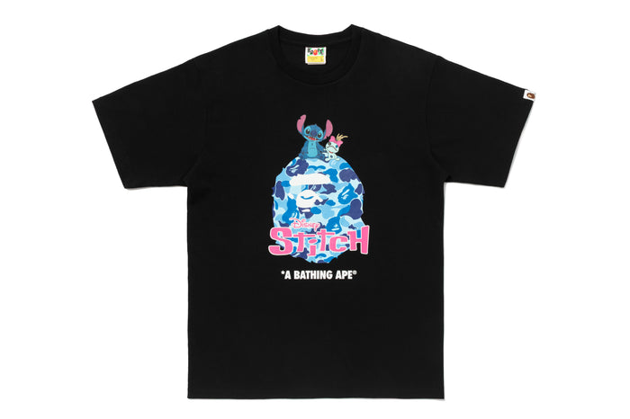 BAPE X DISNEY STITCH ABC CAMO APE HEAD TEE