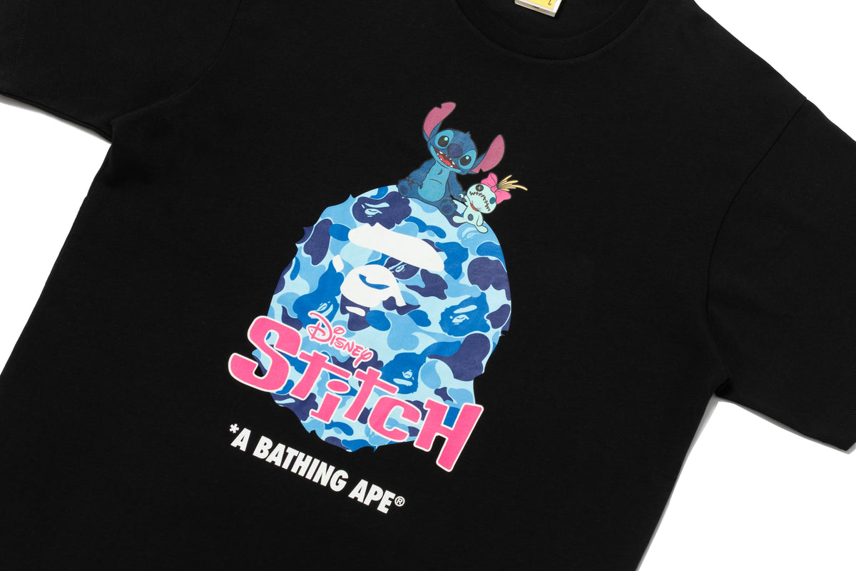 BAPE X DISNEY STITCH ABC CAMO APE HEAD TEE
