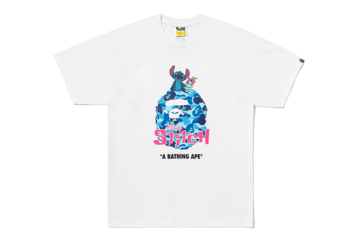 BAPE X DISNEY STITCH ABC CAMO APE HEAD TEE