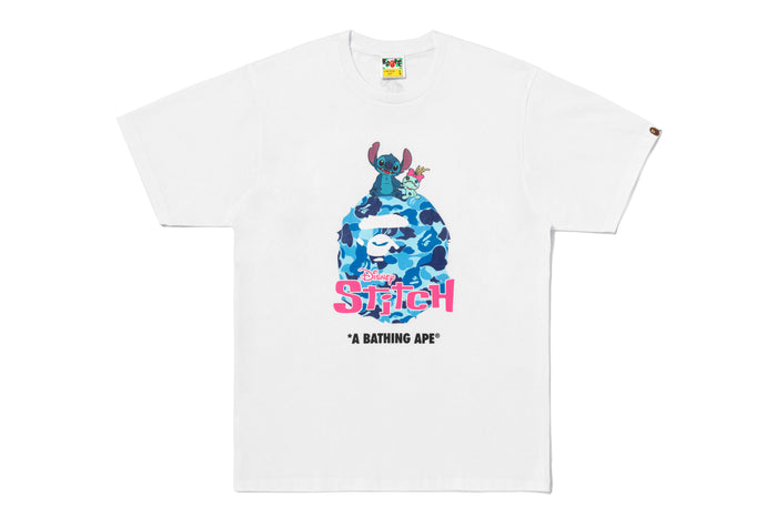 BAPE X DISNEY STITCH ABC CAMO APE HEAD TEE