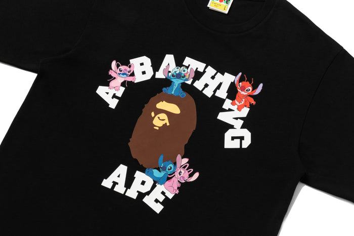 BAPE X DISNEY STITCH AND FRIENDS COLLEGE TEE