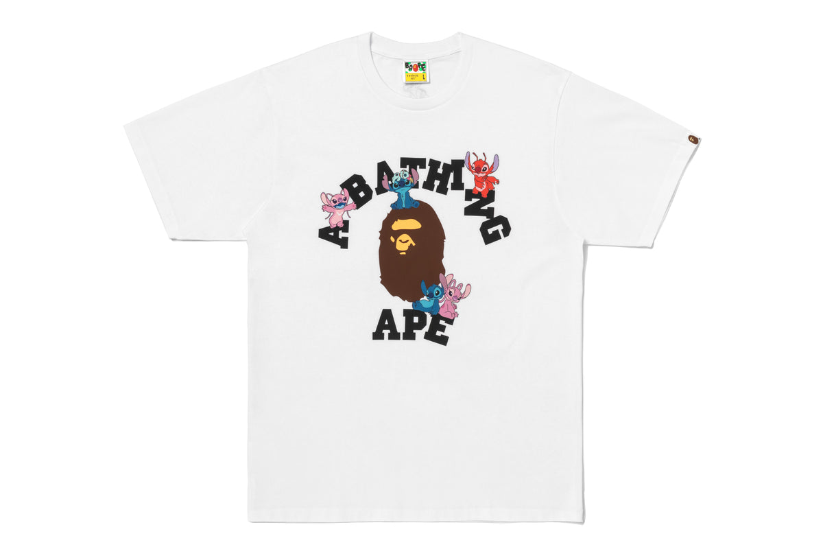 BAPE X DISNEY STITCH AND FRIENDS COLLEGE TEE