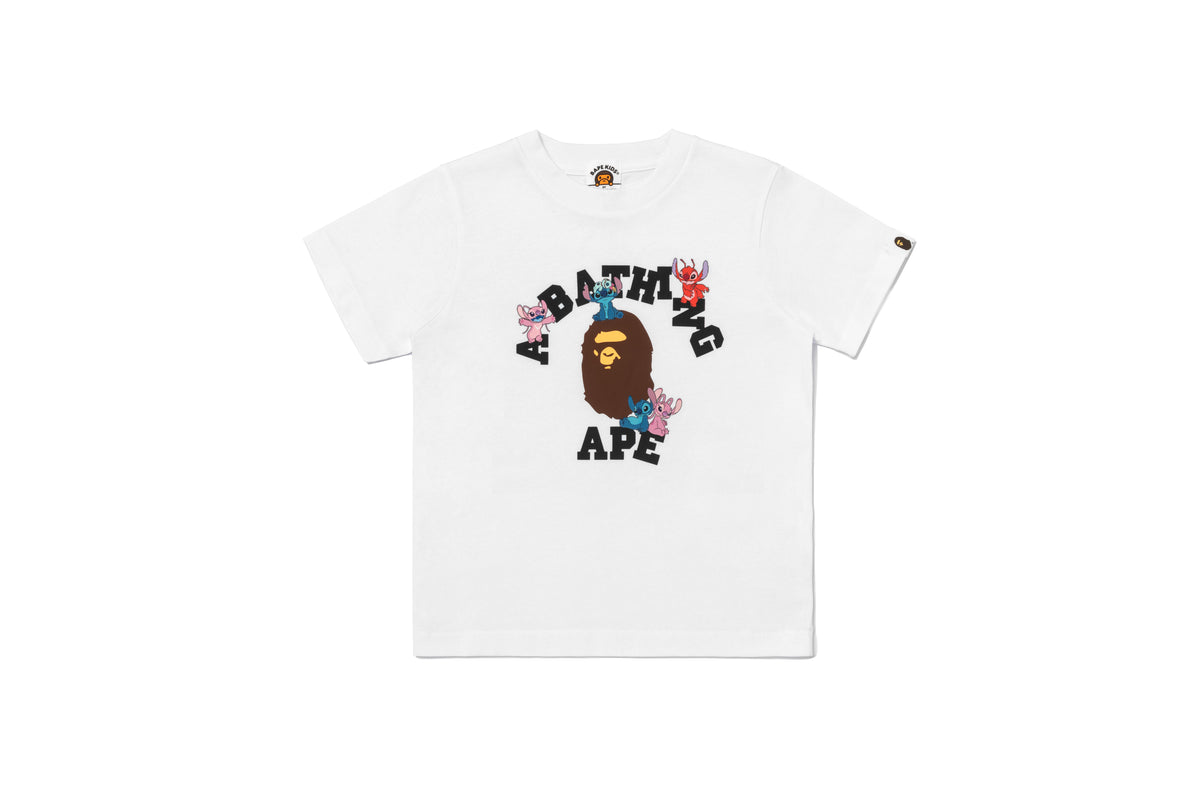 BAPE X DISNEY STITCH AND FRIENDS COLLEGE TEE KIDS
