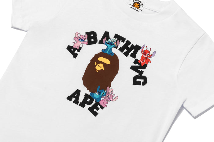 BAPE X DISNEY STITCH AND FRIENDS COLLEGE TEE KIDS