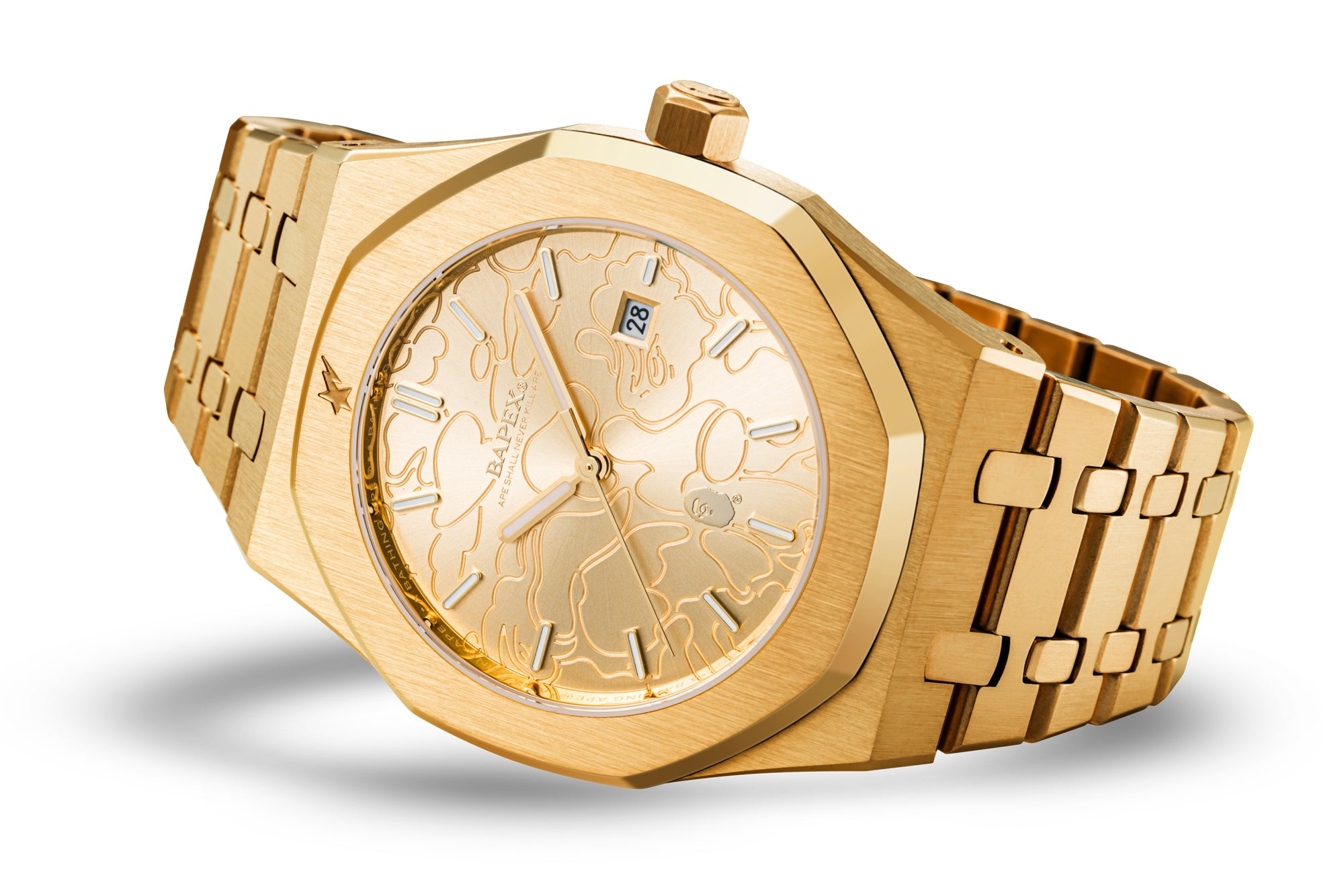 A BATHING APE BAPEX デイトナ ゴールド A BATHING APE Watch CLASSIC TYPE 1 BAPEX M stainless steel band