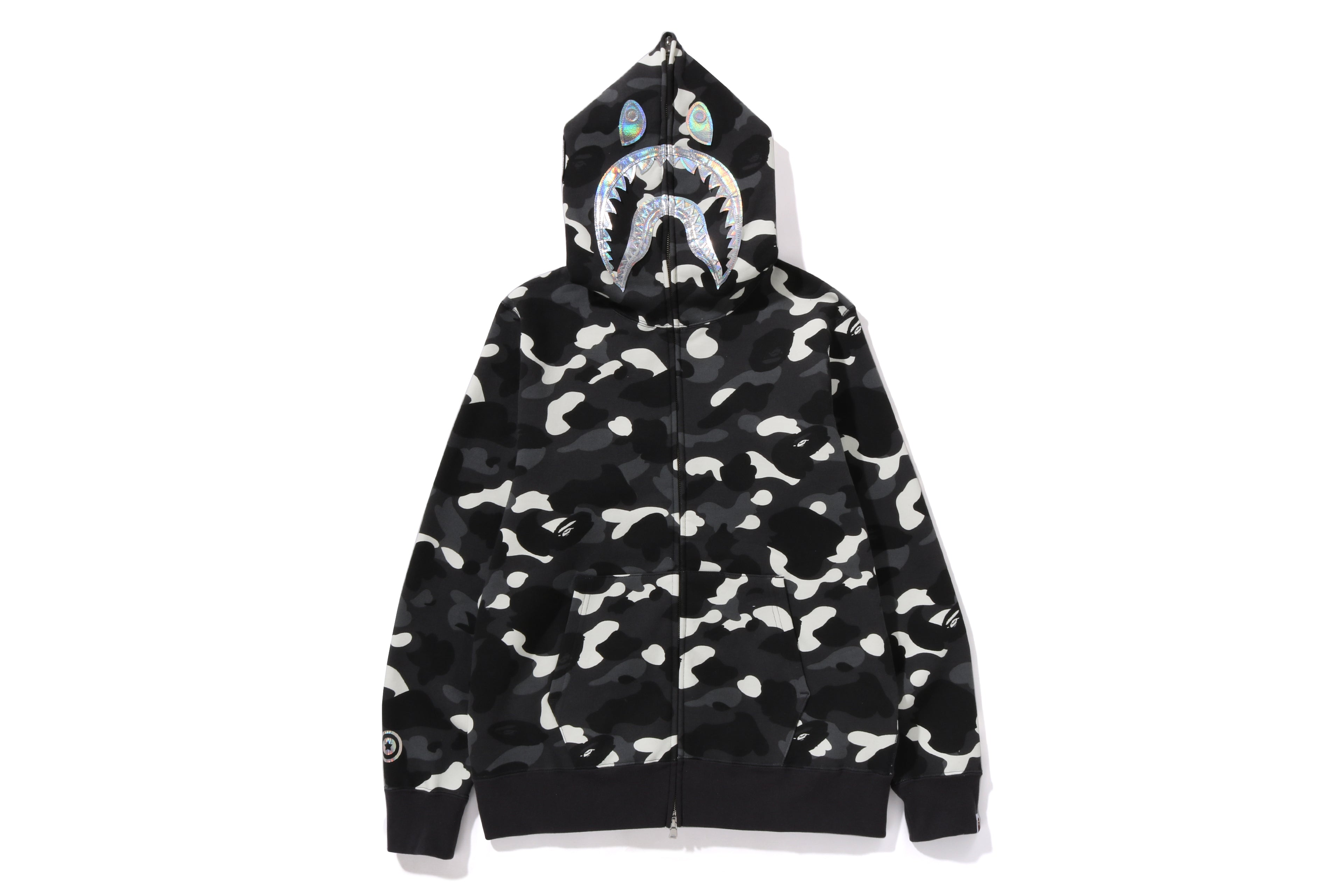 Bape shark full zip hoodie camo hood black deals