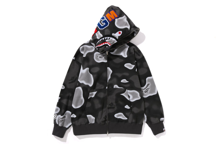 HOODIE MIT LOCKERER PASSFORM UND DURCHGEHENDEM REISSVERSCHLUSS „LIQUID CAMO SHARK“