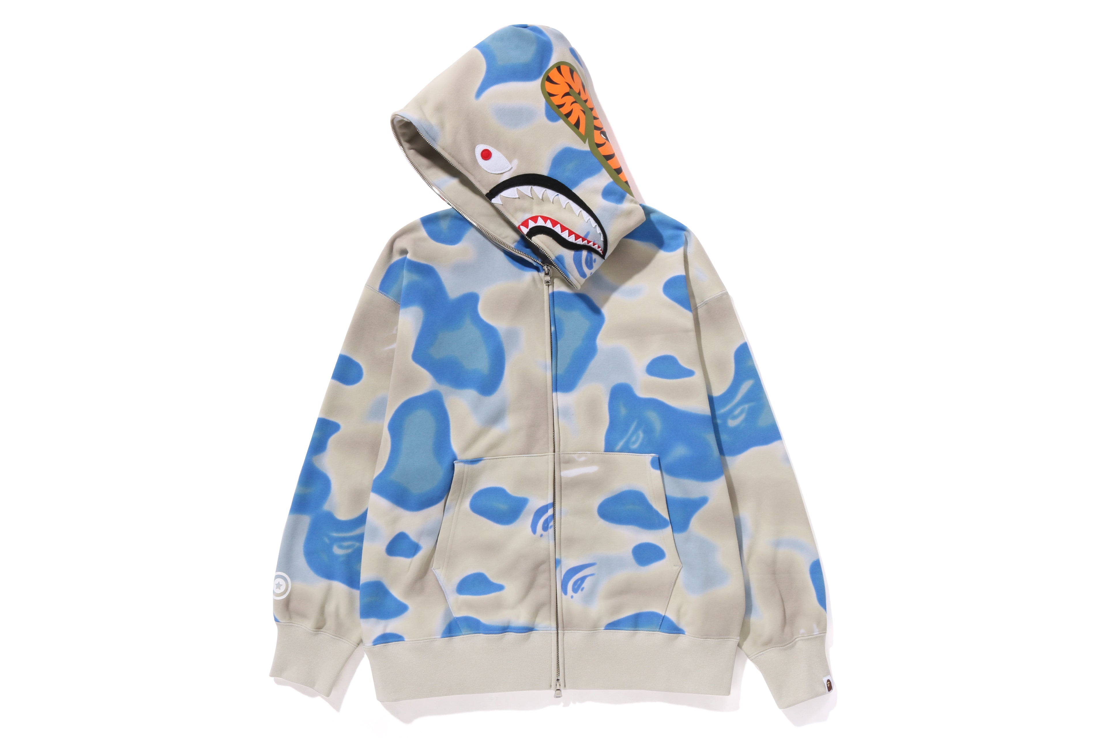 LIQUID CAMO SHARK RELAXED FIT FULL ZIP HOODIE MENS eu.bape