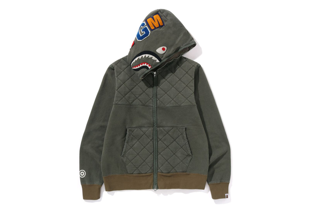 A RISING BAPE MILITARY SHARK FULL ZIP HOODIE MENS