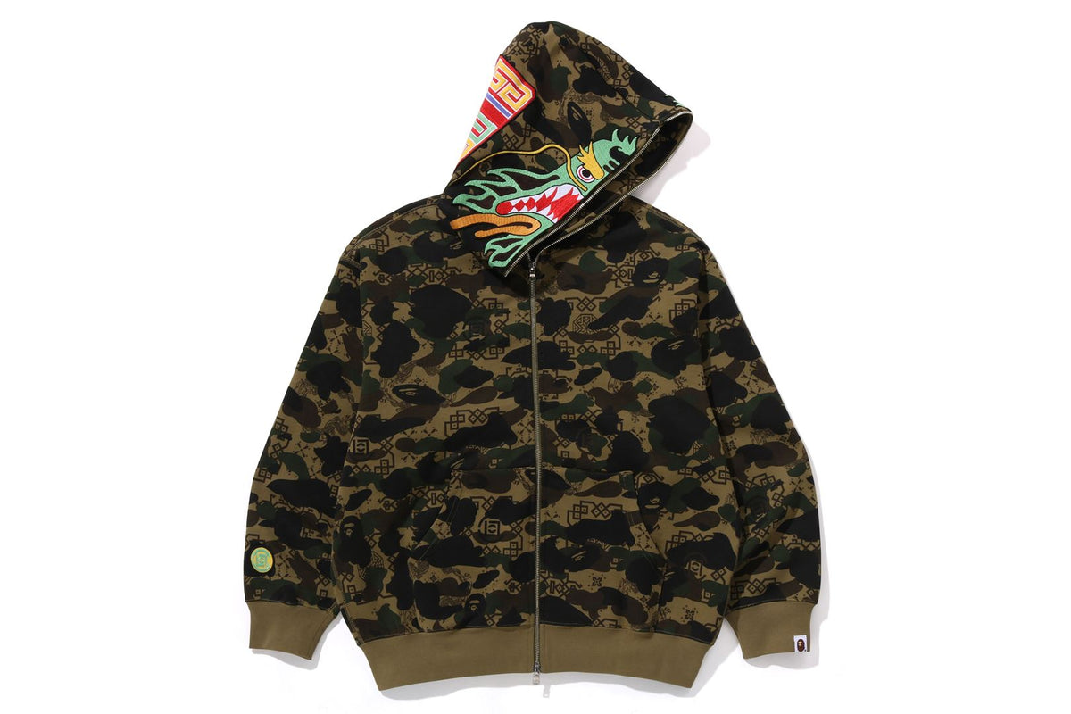 BAPE X CLOT CAMO SHARK RELAXED FIT FULL ZIP HOODIE MENS