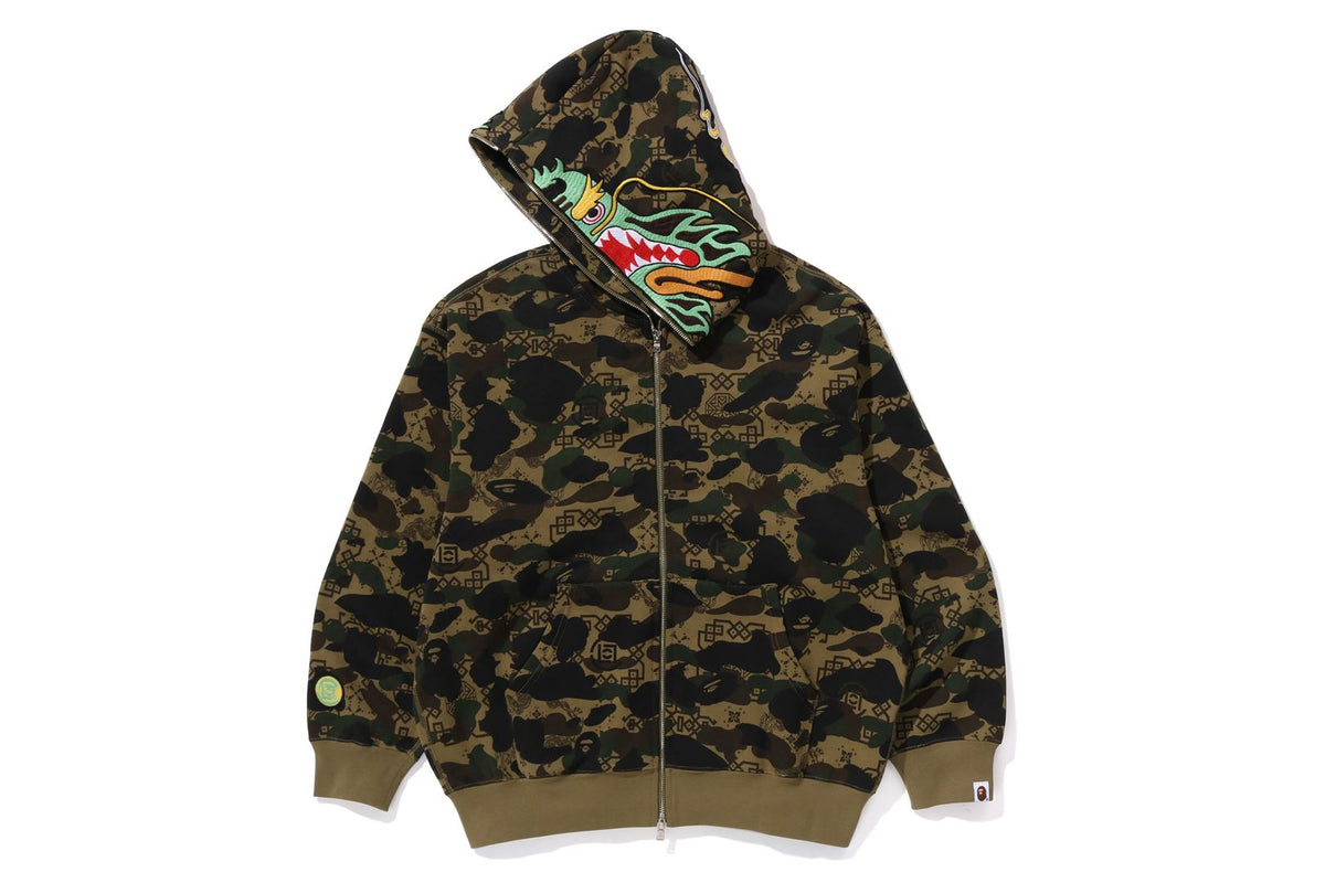 BAPE X CLOT CAMO SHARK RELAXED FIT FULL ZIP HOODIE MENS