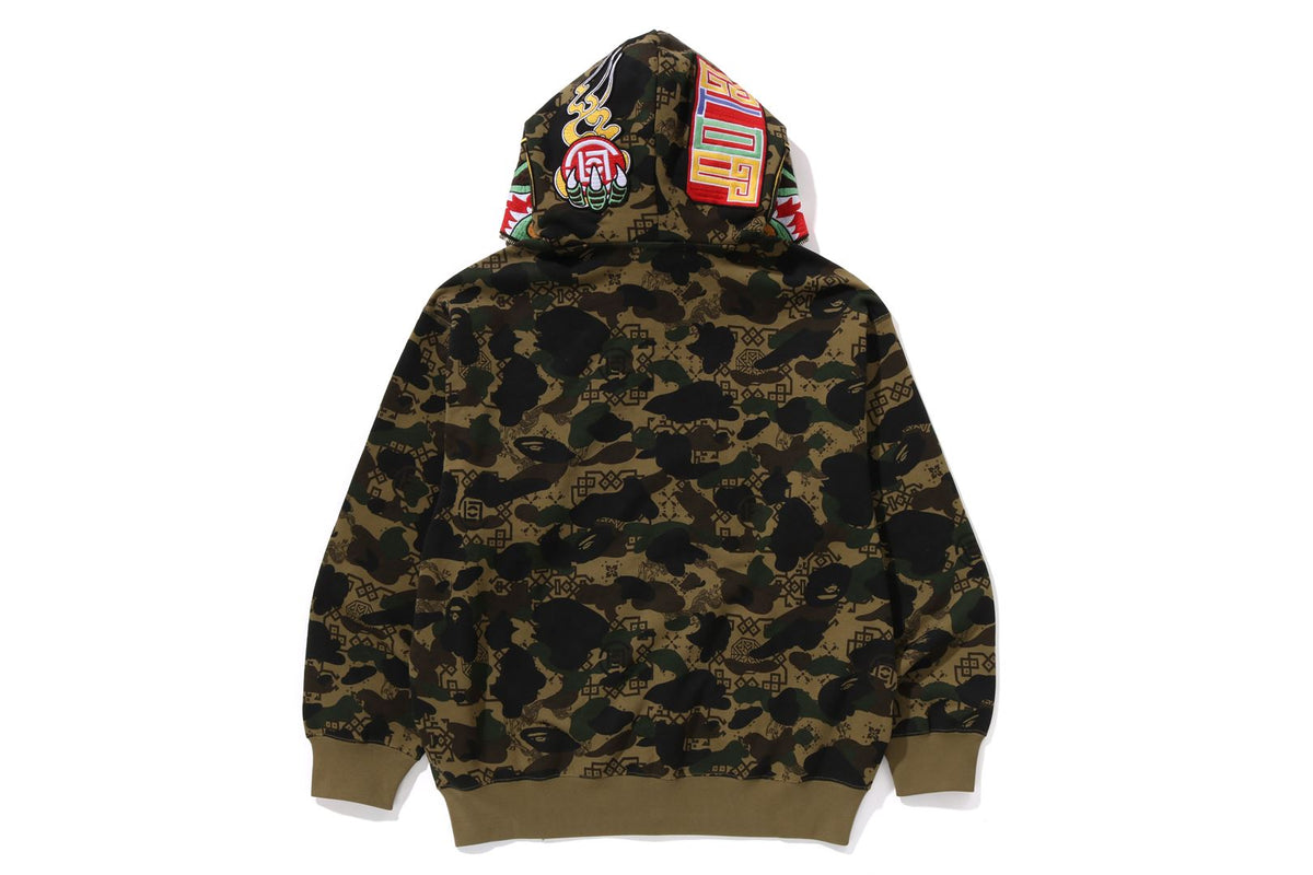 BAPE X CLOT CAMO SHARK RELAXED FIT FULL ZIP HOODIE MENS