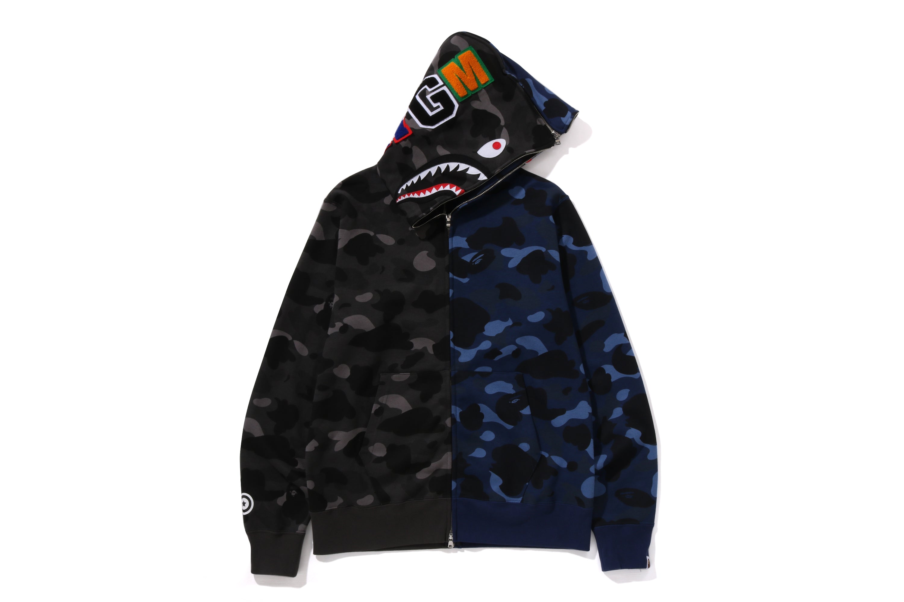 COLOR CAMO SEPARATE SHARK FULL ZIP HOODIE MENS eu.bape