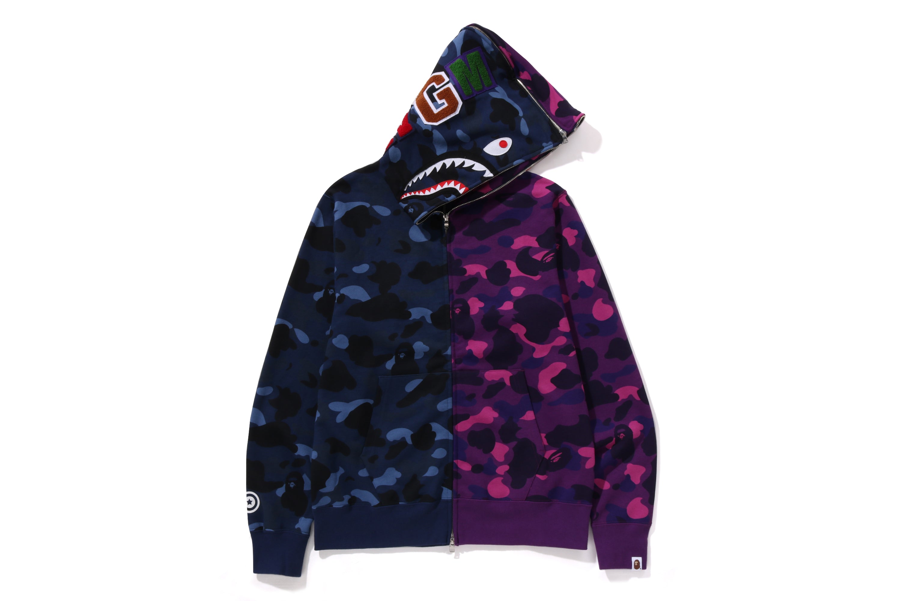 COLOR CAMO SEPARATE SHARK FULL ZIP HOODIE MENS