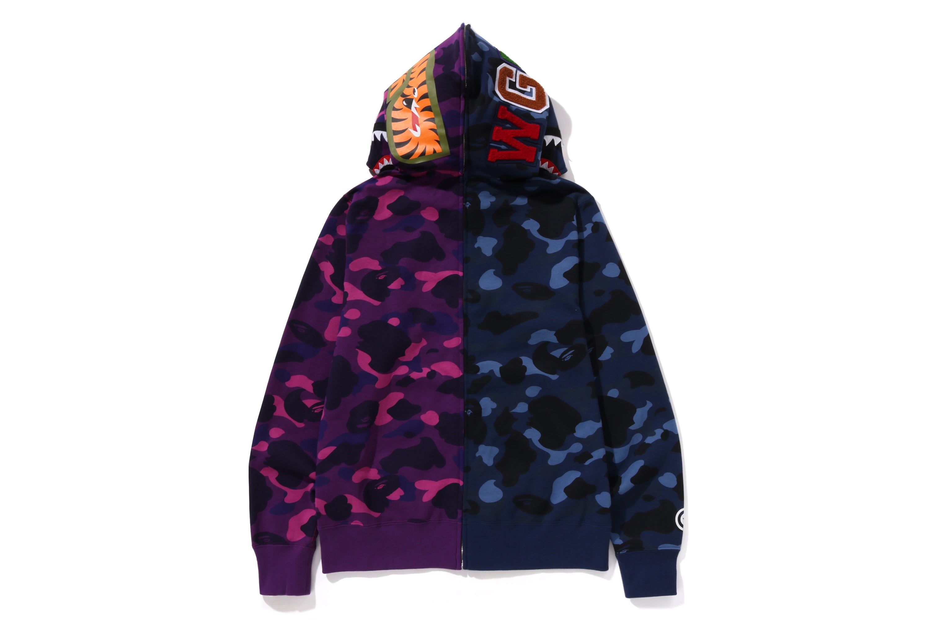 COLOR CAMO SEPARATE SHARK FULL ZIP HOODIE MENS eu.bape