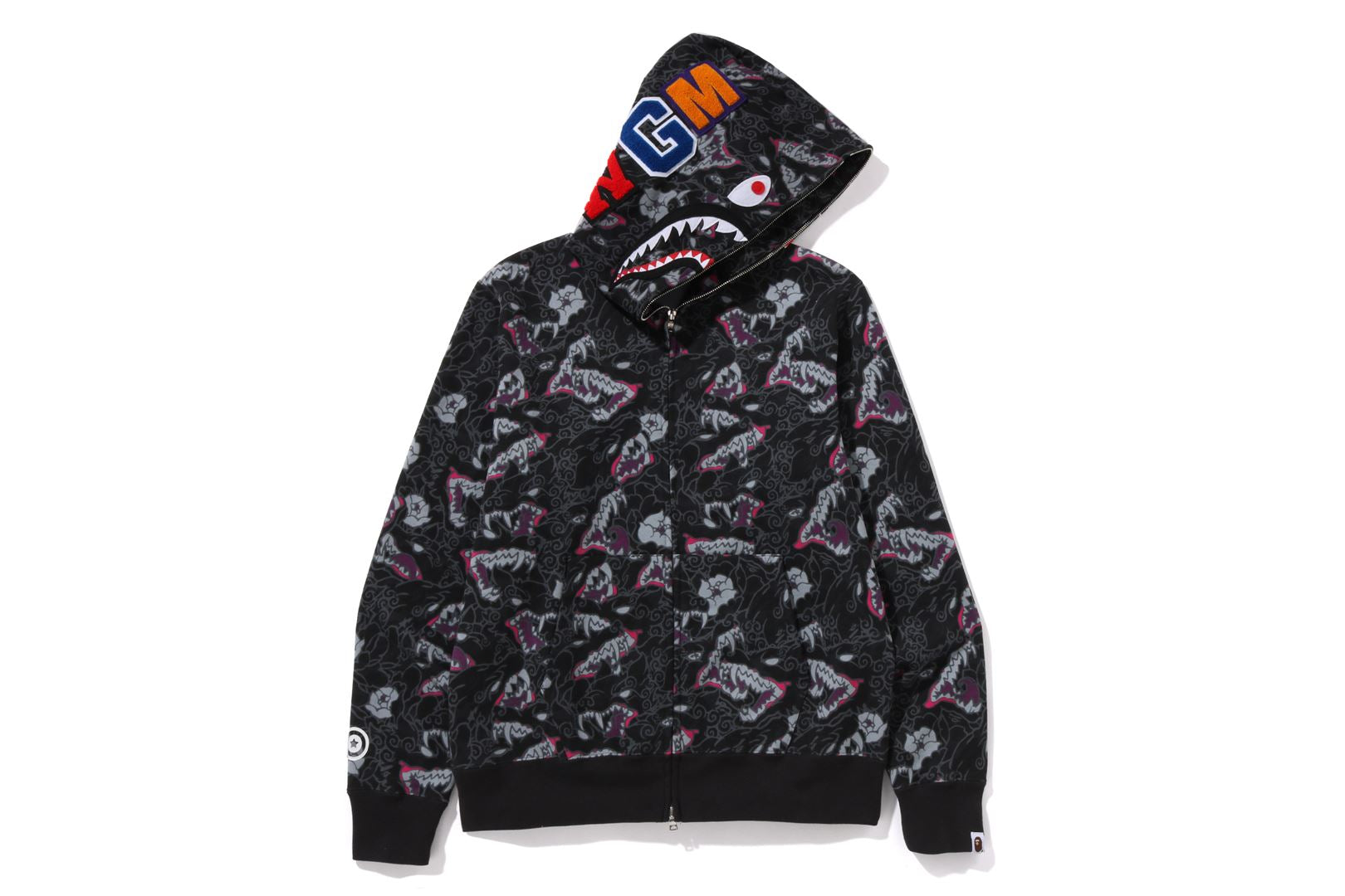 JAPANESE TATTOO CAMO SHARK FULL ZIP HOODIE MENS eu.bape