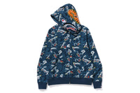 JAPANESE TATTOO CAMO SHARK FULL ZIP HOODIE MENS