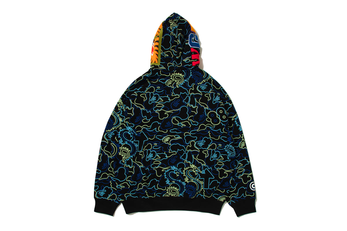 BAPE X 88RISING GLOW IN THE DARK CAMO SHARK FULL ZIP HOODIE