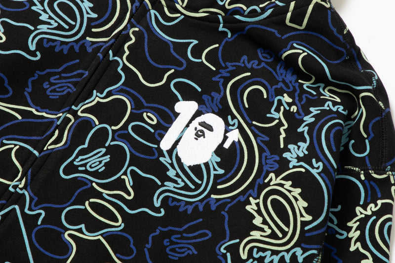 BAPE X 88RISING GLOW IN THE DARK CAMO SHARK FULL ZIP HOODIE