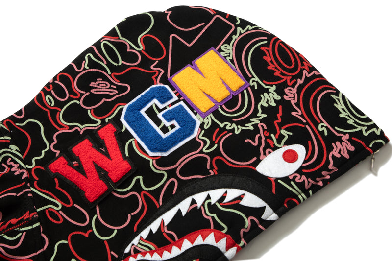BAPE X 88RISING GLOW IN THE DARK CAMO SHARK FULL ZIP HOODIE