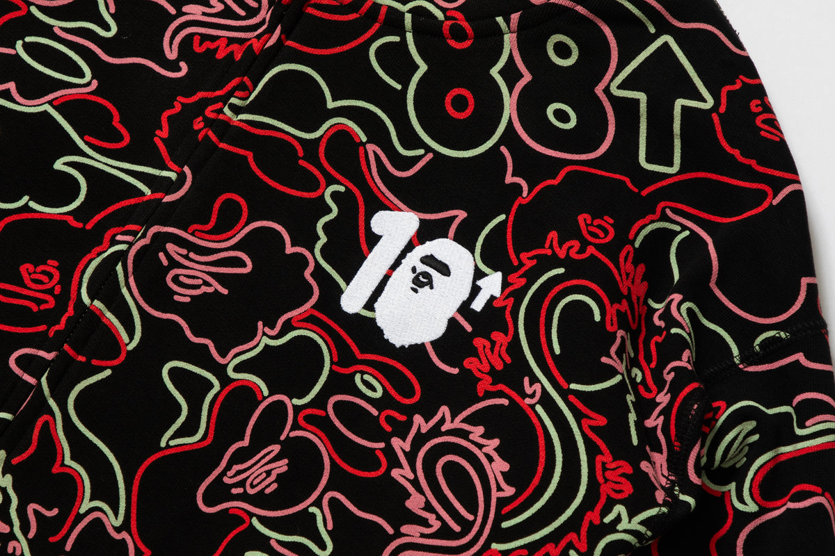 BAPE X 88RISING GLOW IN THE DARK CAMO SHARK FULL ZIP HOODIE