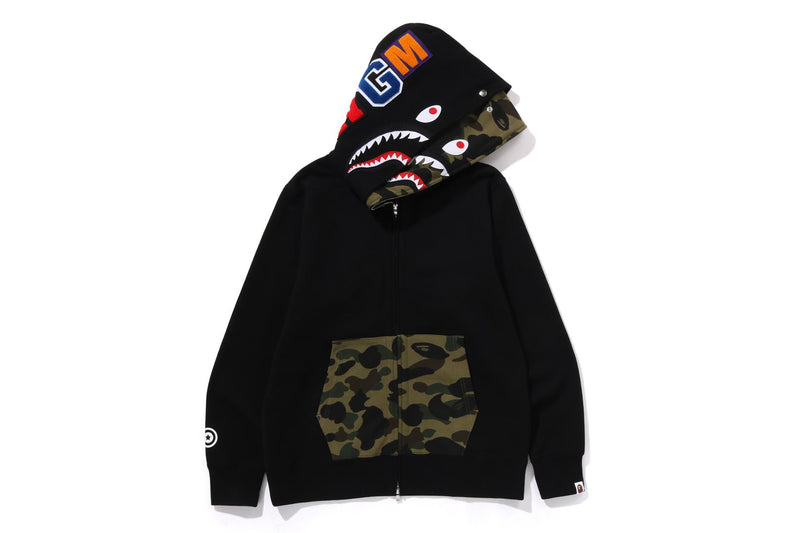 1ST CAMO SHARK FULL ZIP DOUBLE HOODIE