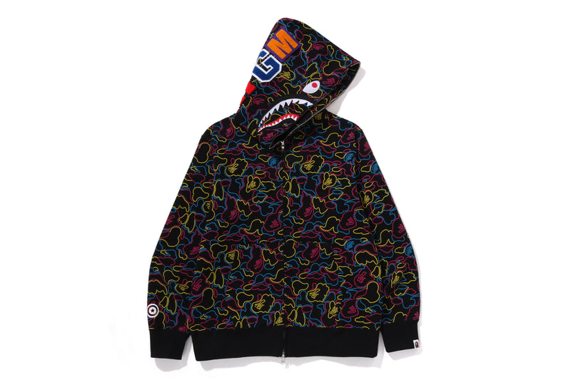 NEON CAMO SHARK FULL ZIP HOODIE