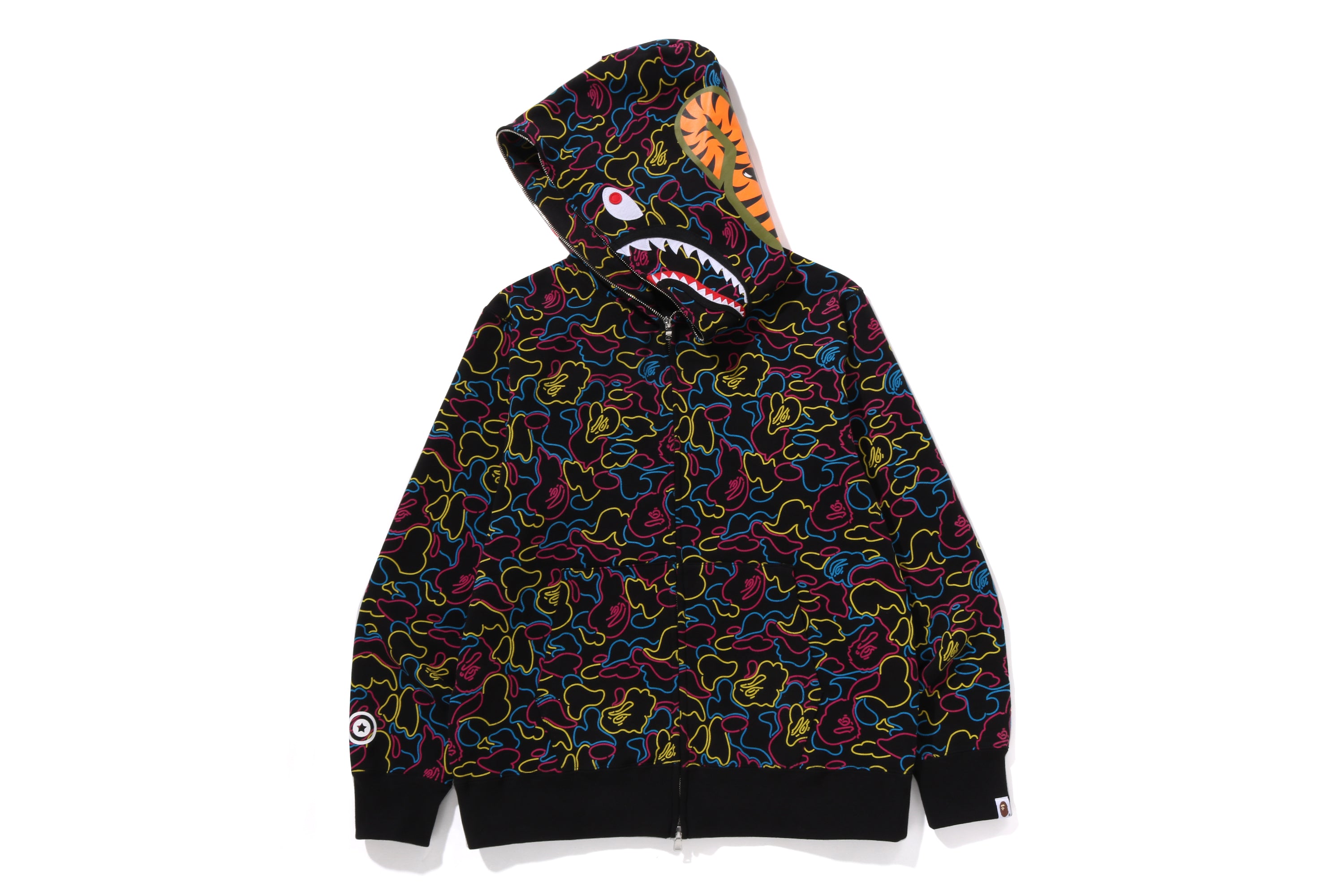 NEON CAMO SHARK FULL ZIP HOODIE – eu.bape.com