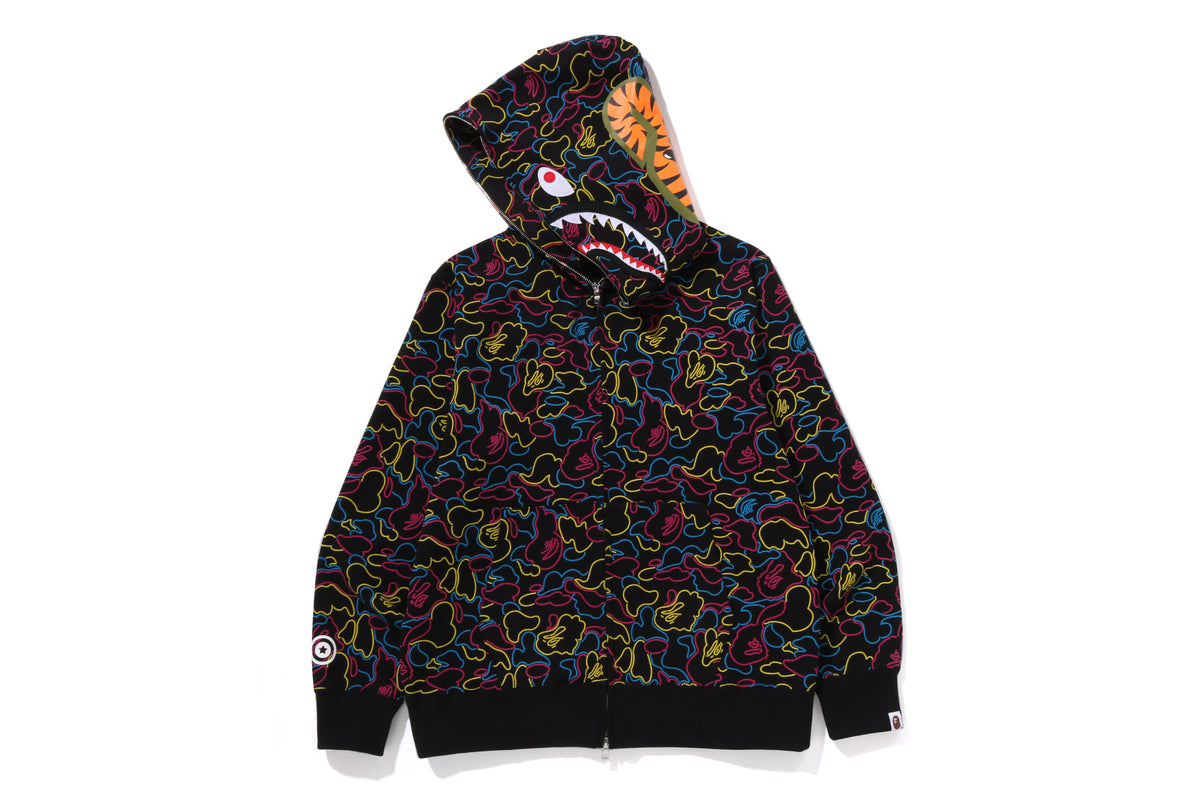 NEON CAMO SHARK FULL ZIP HOODIE