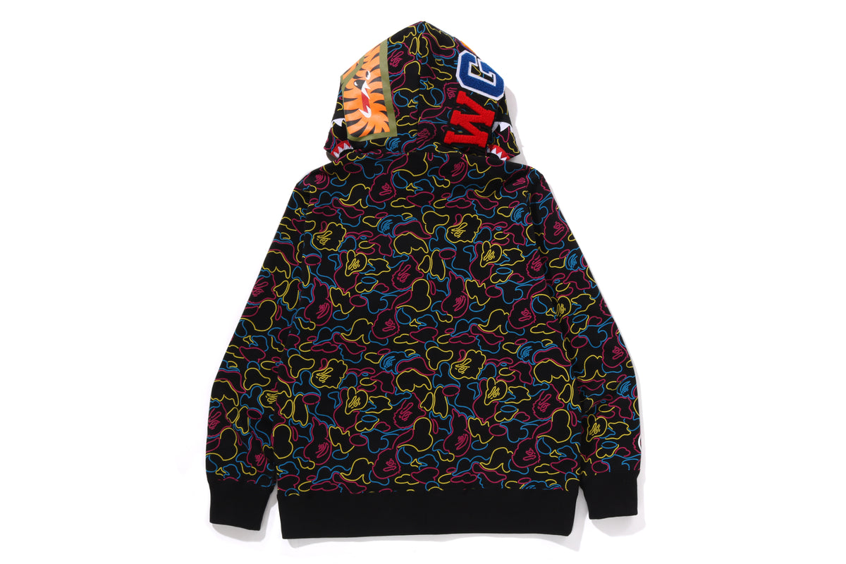 NEON CAMO SHARK FULL ZIP HOODIE