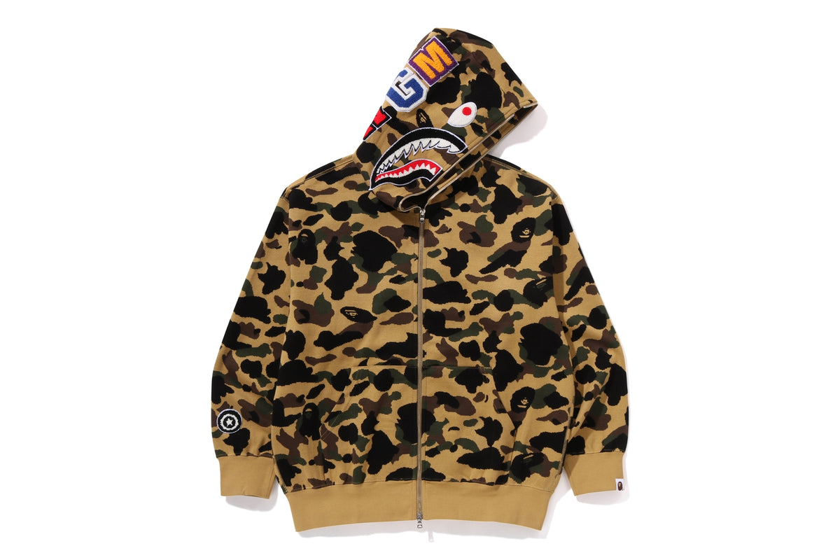 1ST CAMO JACQUARD SHARK RELAXED FIT FULL ZIP HOODIE MENS