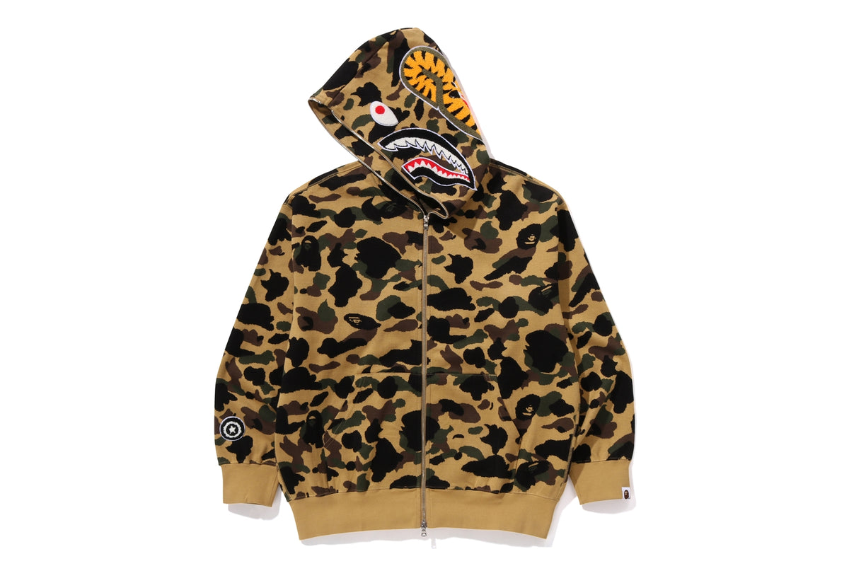 1ST CAMO JACQUARD SHARK RELAXED FIT FULL ZIP HOODIE MENS