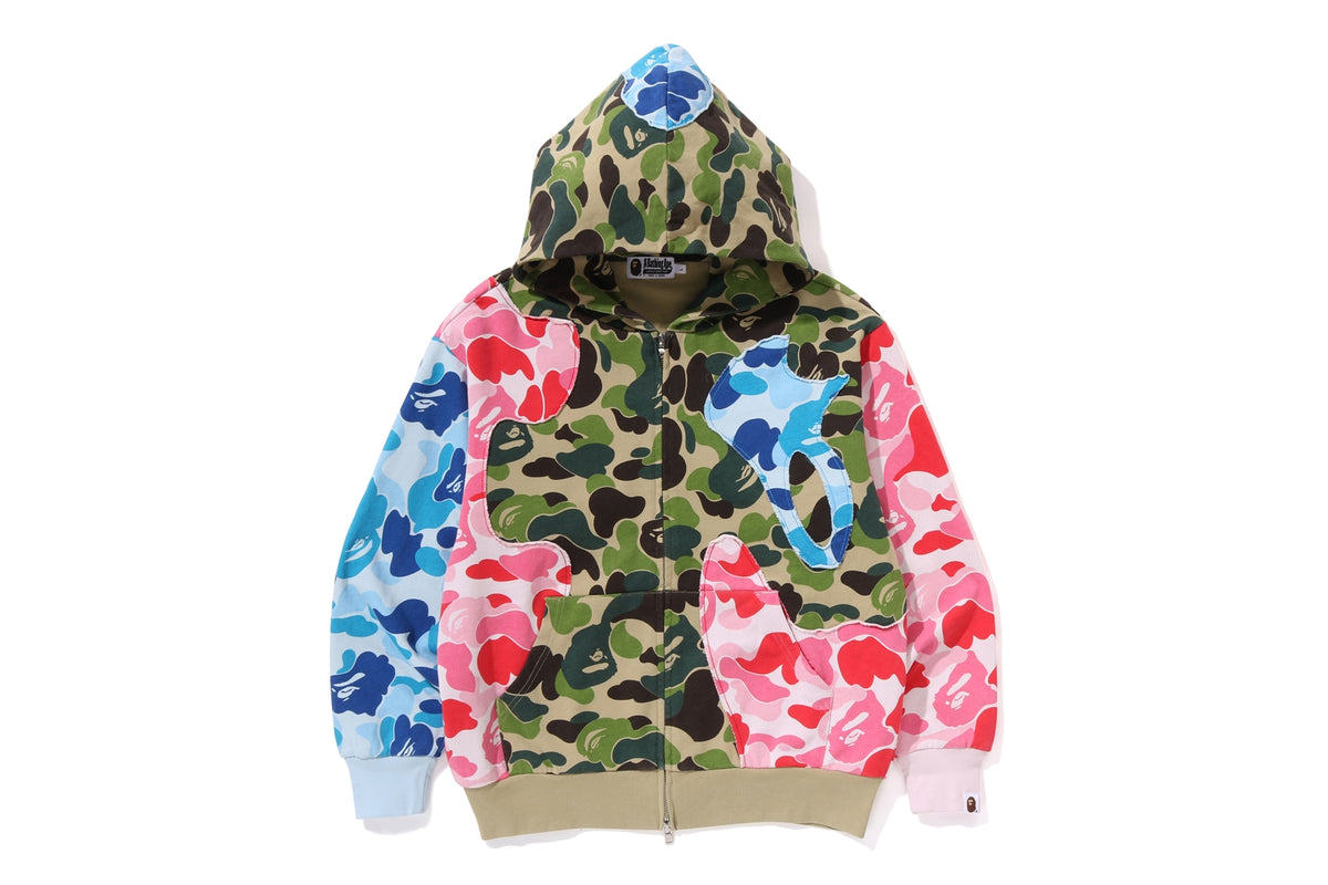 ABC CAMO PATCHWORK RELAXED FIT ZIP HOODIE MENS