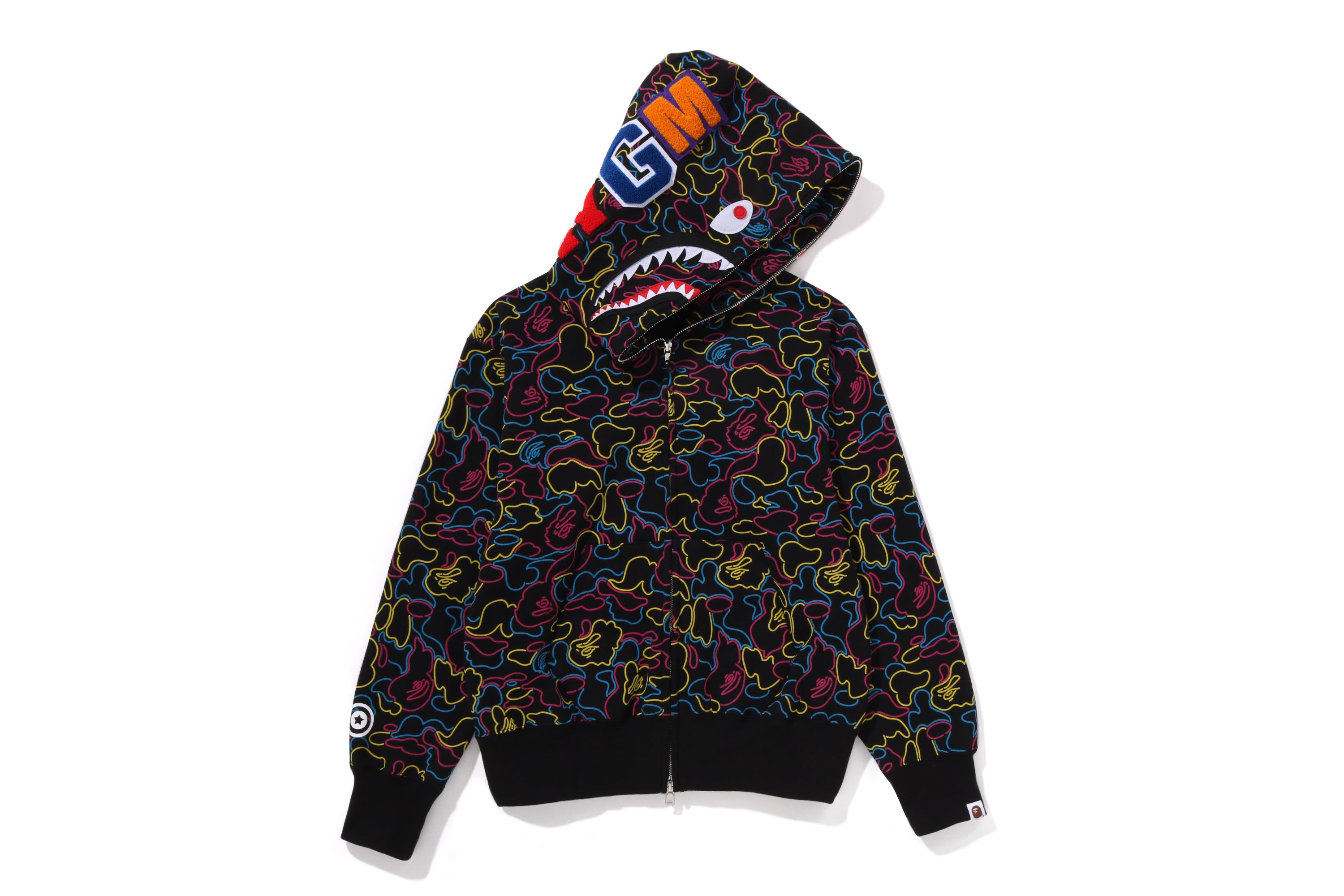 トップス BAPE NEON CAMO SHARK HOODIE A BATHING APE® Neon Camo Shark Full Zip Hoodie | Bape official