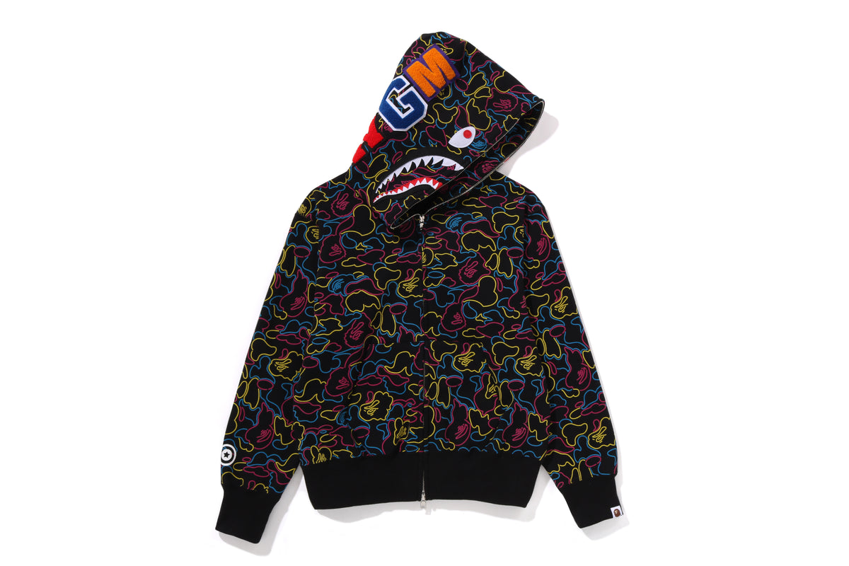 NEON CAMO SHARK FULL ZIP HOODIE LADIES