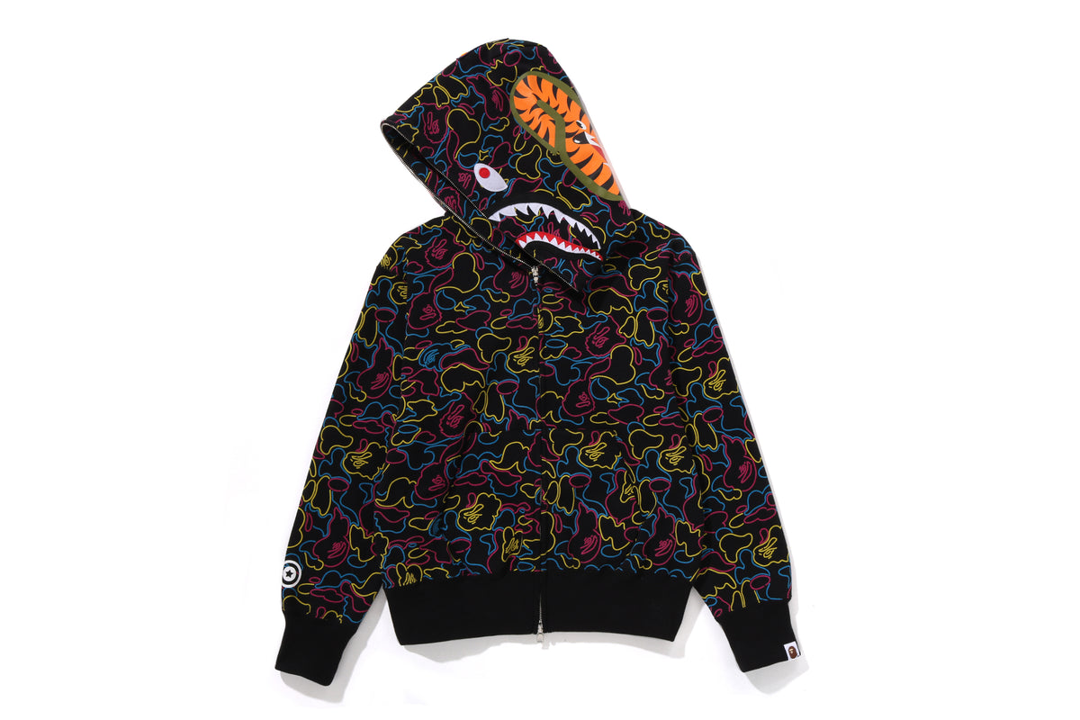 NEON CAMO SHARK FULL ZIP HOODIE LADIES