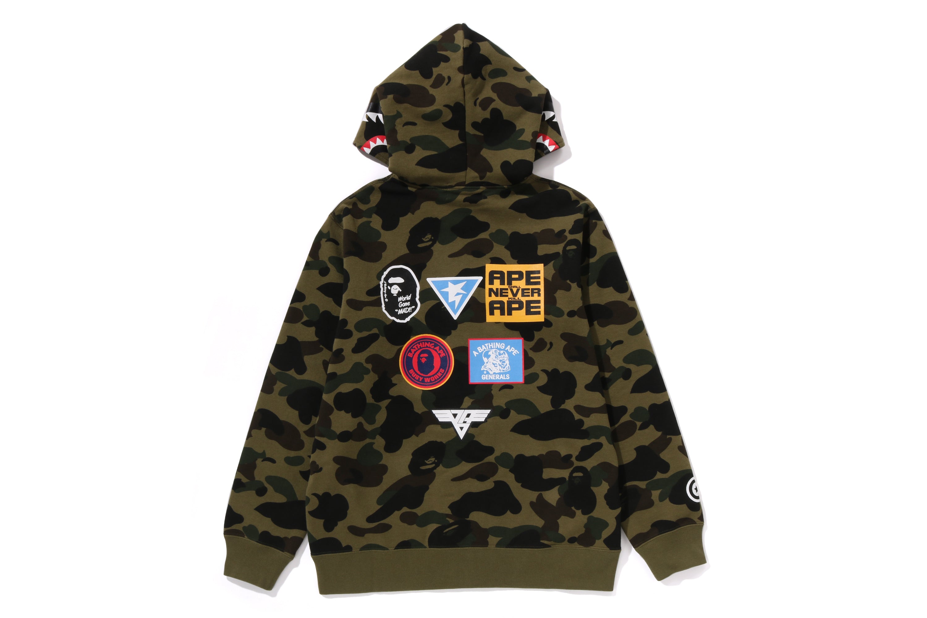1ST CAMO PATCH PRINT SHARK ZIP HOODIE JR – eu.bape.com